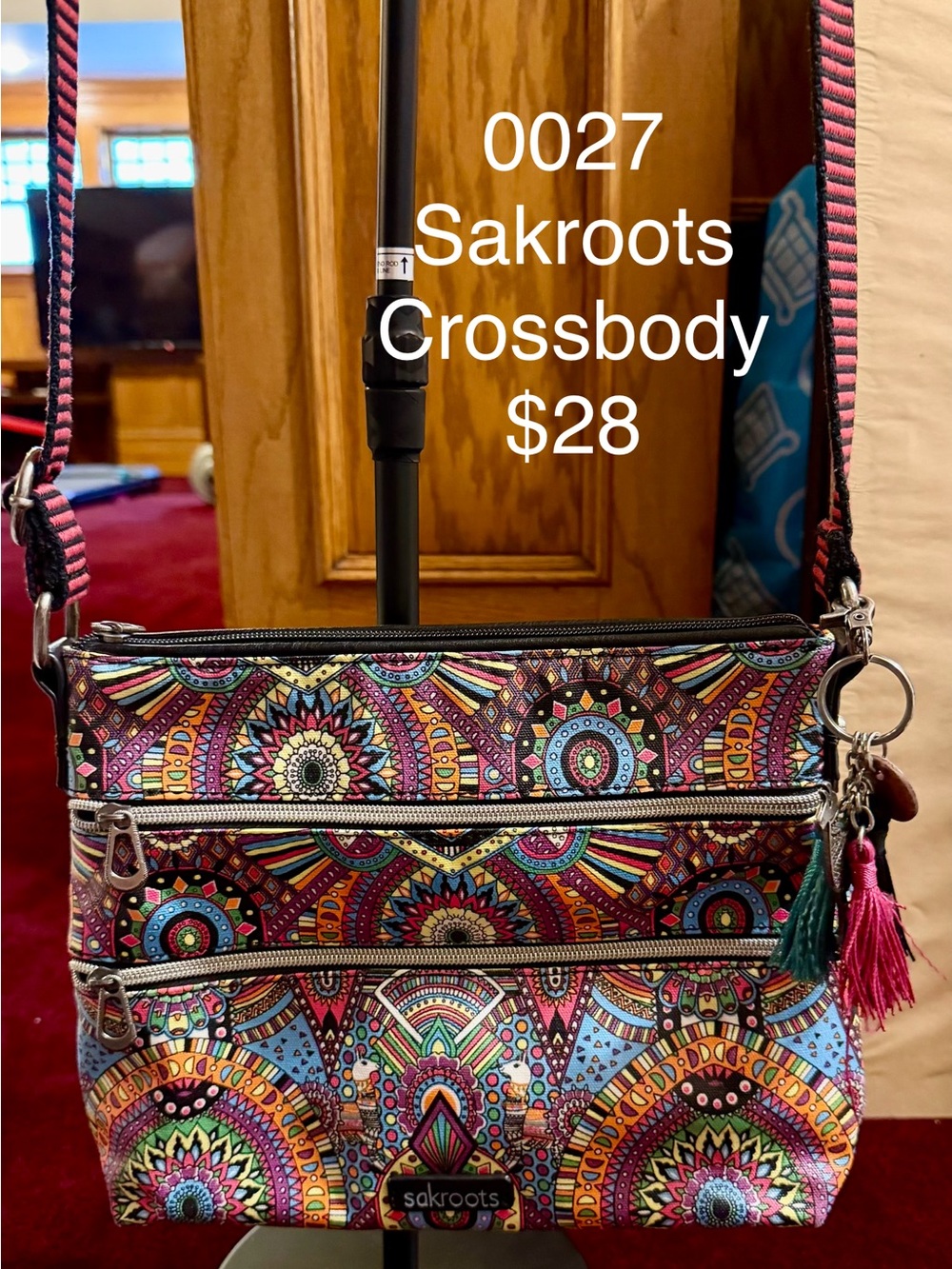 Sakroots Pink, Blue & Green Mandala Crossbody Bag